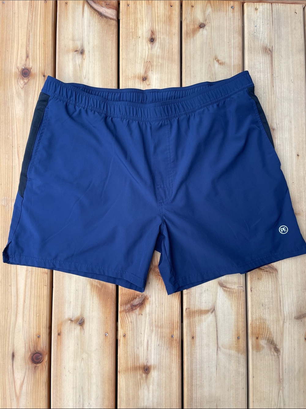 Perry Ellis Navy Swim Shorts with Black Side Panels